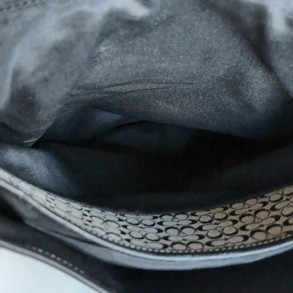 Coach ♣️Rare Limited Edition Vintage Signature Black Canvas Leather Trim Hobo